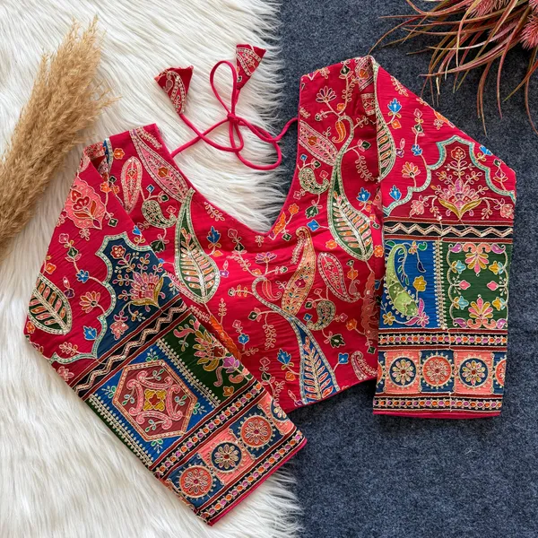 Festive_Pure_Silk_Embroidered_Blouse_Floral_Print_Collection