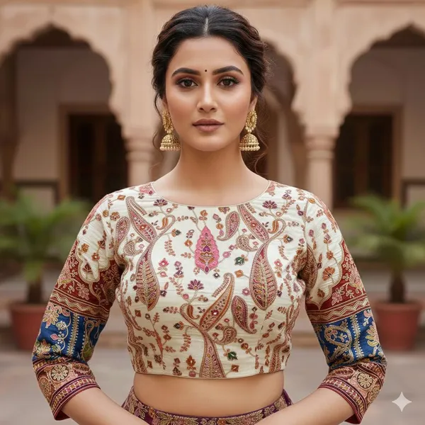 Festive_Pure_Silk_Embroidered_Blouse_Floral_Print_Collection