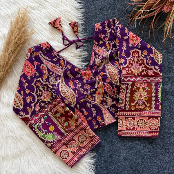 Festive_Pure_Silk_Embroidered_Blouse_Floral_Print_Collection