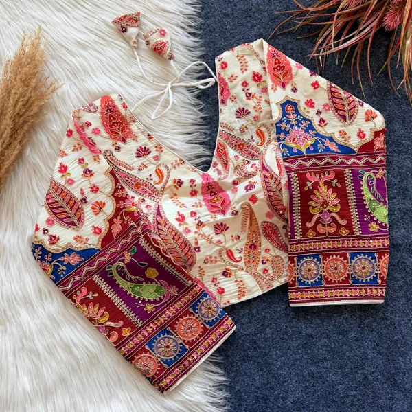 Festive_Pure_Silk_Embroidered_Blouse_Floral_Print_Collection
