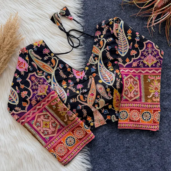 Festive_Pure_Silk_Embroidered_Blouse_Floral_Print_Collection