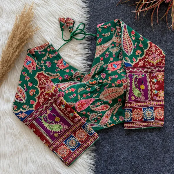 Festive_Pure_Silk_Embroidered_Blouse_Floral_Print_Collection