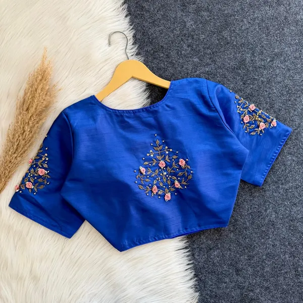 Hand_Embroidered_Soft_Silk_Designer_Blouse_Festive_Collection