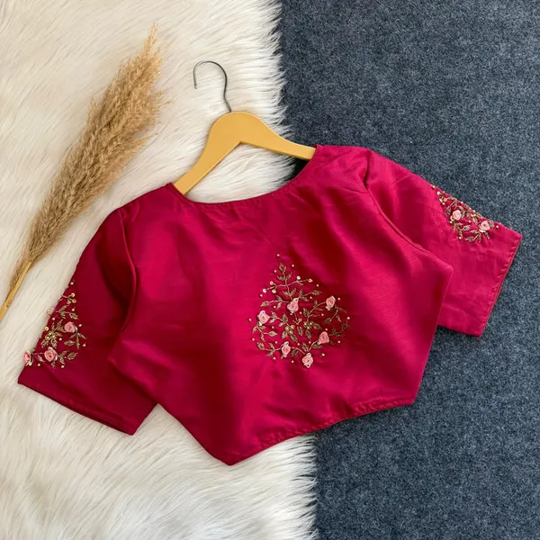Hand_Embroidered_Soft_Silk_Designer_Blouse_Festive_Collection