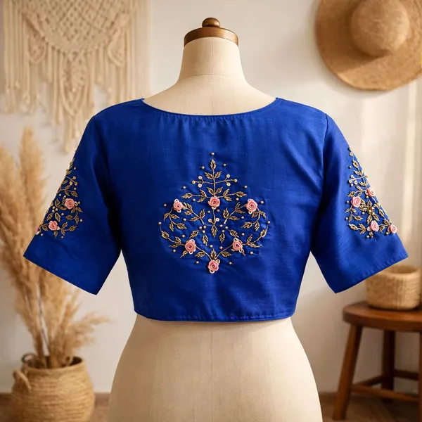 Hand_Embroidered_Soft_Silk_Designer_Blouse_Festive_Collection