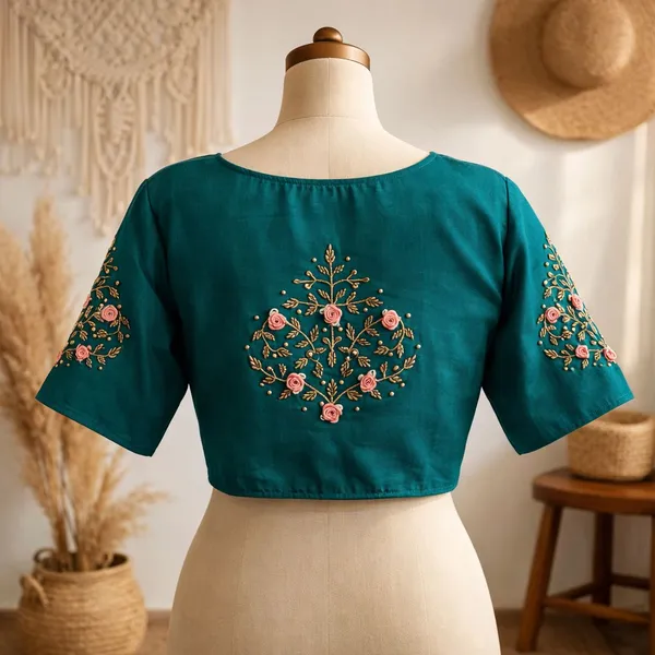 Hand_Embroidered_Soft_Silk_Designer_Blouse_Festive_Collection