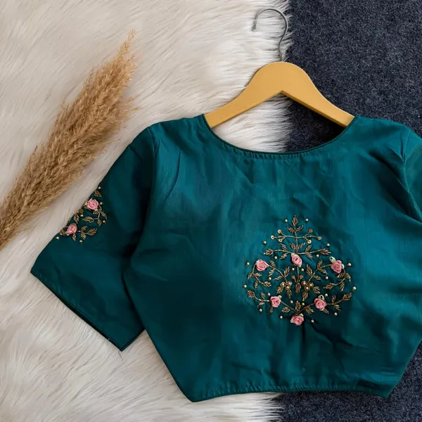 Hand_Embroidered_Soft_Silk_Designer_Blouse_Festive_Collection