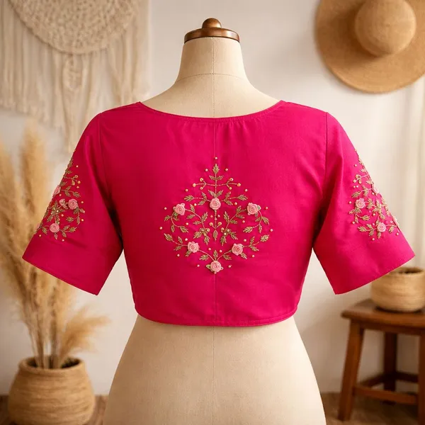 Hand_Embroidered_Soft_Silk_Designer_Blouse_Festive_Collection