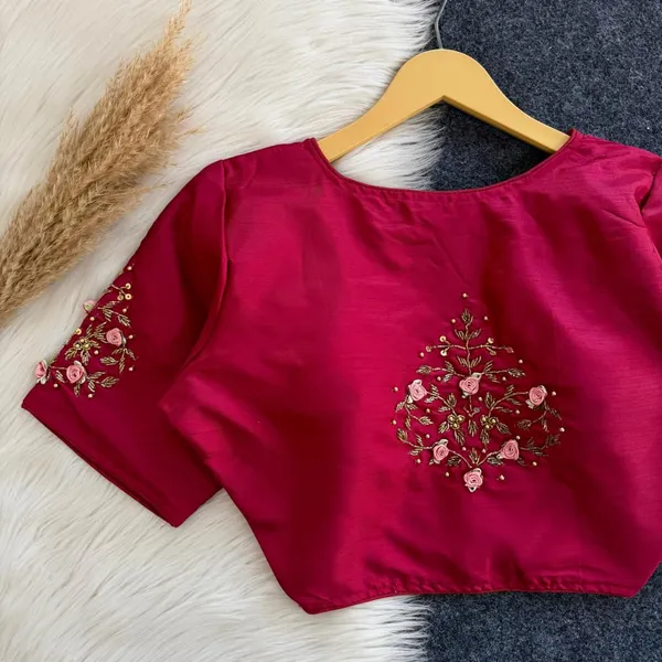 Hand_Embroidered_Soft_Silk_Designer_Blouse_Festive_Collection