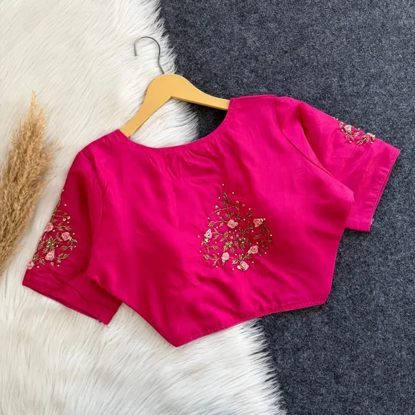 Hand_Embroidered_Soft_Silk_Designer_Blouse_Festive_Collection
