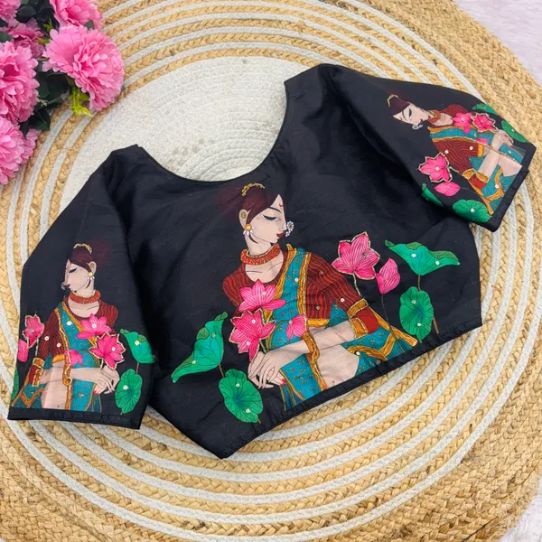 Handcrafted_Bangalore_Silk_Readymade_Blouse_With_Antique_Work