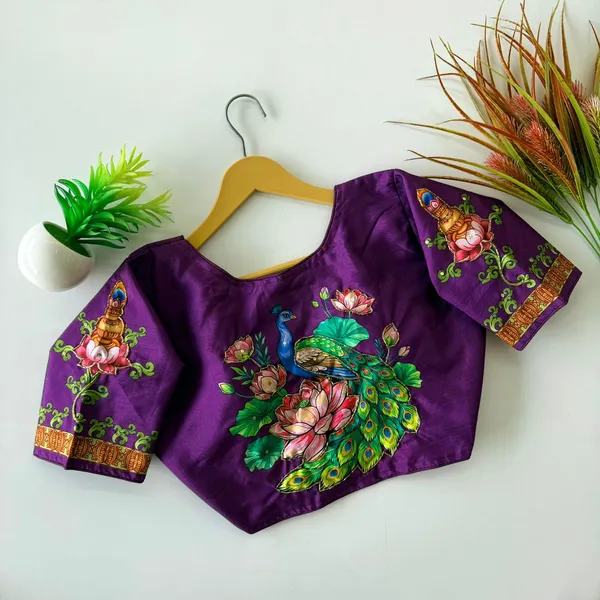 Handcrafted_Peacock_Bangalore_Silk_Readymade_Saree_Blouse