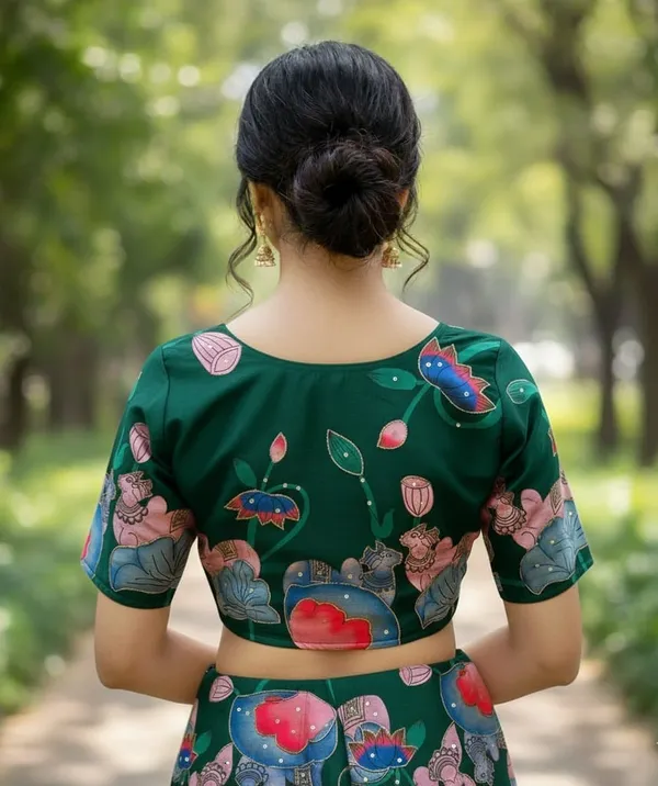 Handcrafted_Pichwai_Kamal_And_Animal_Bangalore_Silk_Readymade_Blouse