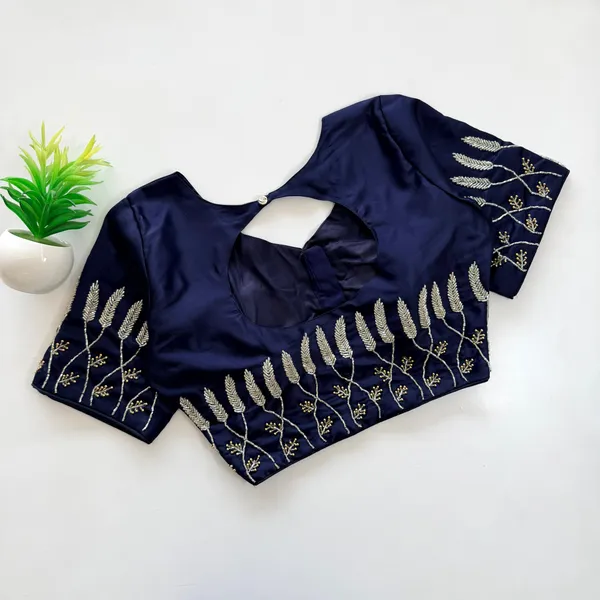 Premium_Resham_Silk_Padded_Blouse_With_Handcrafted_Pearl_And_Kardana_Embroidery