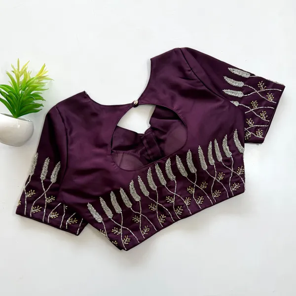 Premium_Resham_Silk_Padded_Blouse_With_Handcrafted_Pearl_And_Kardana_Embroidery