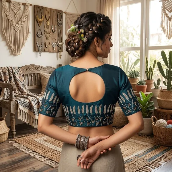Premium_Resham_Silk_Padded_Blouse_With_Handcrafted_Pearl_And_Kardana_Embroidery