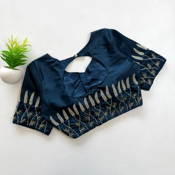 Premium_Resham_Silk_Padded_Blouse_With_Handcrafted_Pearl_And_Kardana_Embroidery