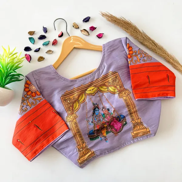 Radha_Krishna_Printed_Bangalore_Silk_Blouse_With_Antique_Work