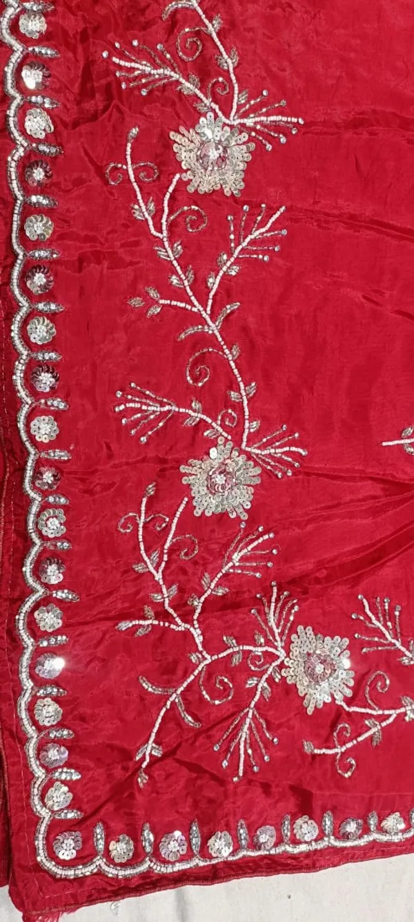 Red_Georgette_Embroidered_Silver_Sequin_Saree_For_Women