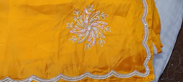 Yellow_Georgette_Gota_Patti_Embellished_Saree_For_Women