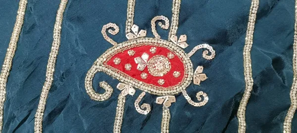 Teal_Blue_Embellished_Paisley_Ethnic_Saree_For_Women