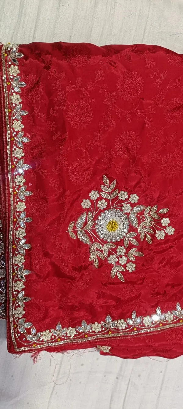 Red_Georgette_Floral_Embellished_Saree_For_Women