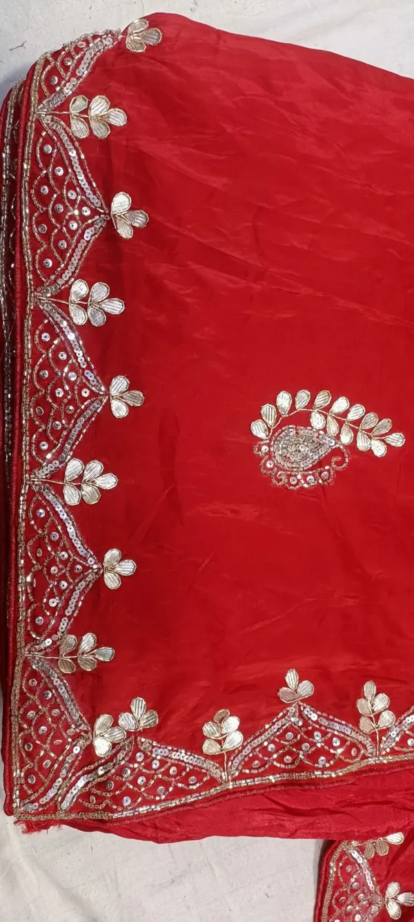 Red_Georgette_Embellished_Saree_With_Sequin_Border_For_Women