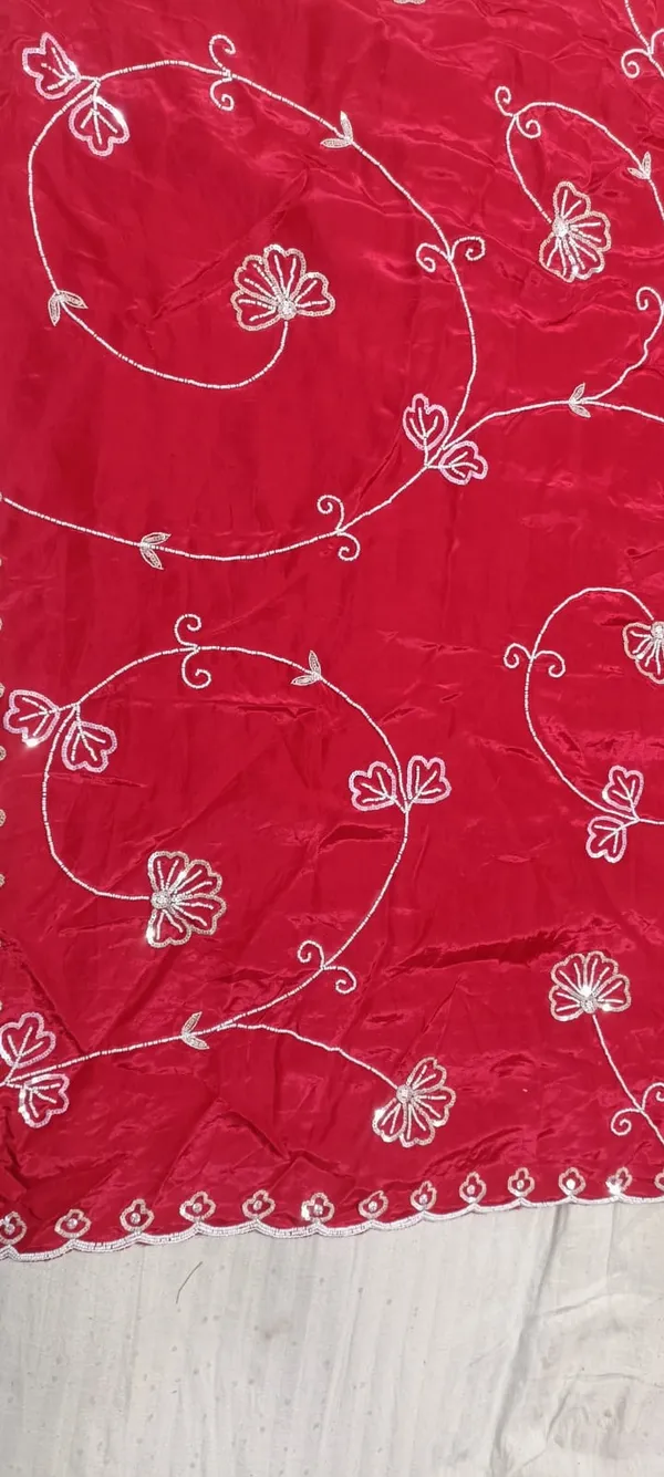 Red_Silk_Floral_Embroidered_Saree_With_Scalloped_Border_For_Women