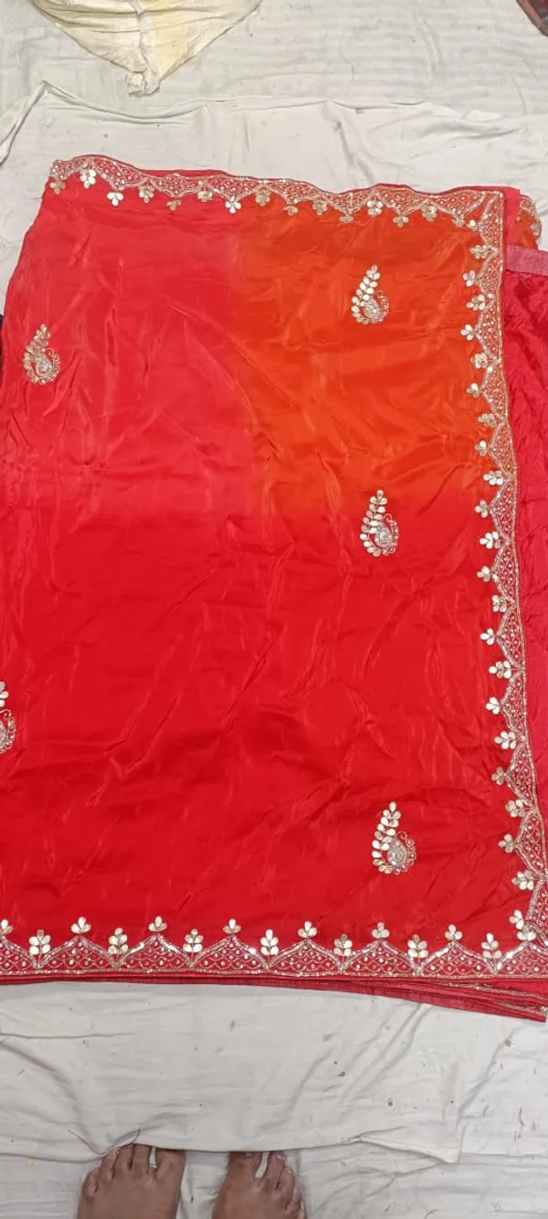 Red_Georgette_Embellished_Saree_With_Sequin_Border_For_Women