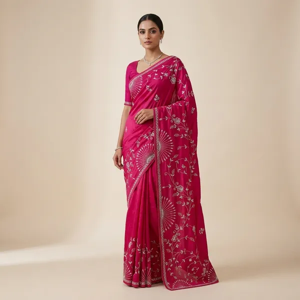 Pink_Sequin_Embroidered_Floral_Fabric_For_Ethnic_Wear_Saree