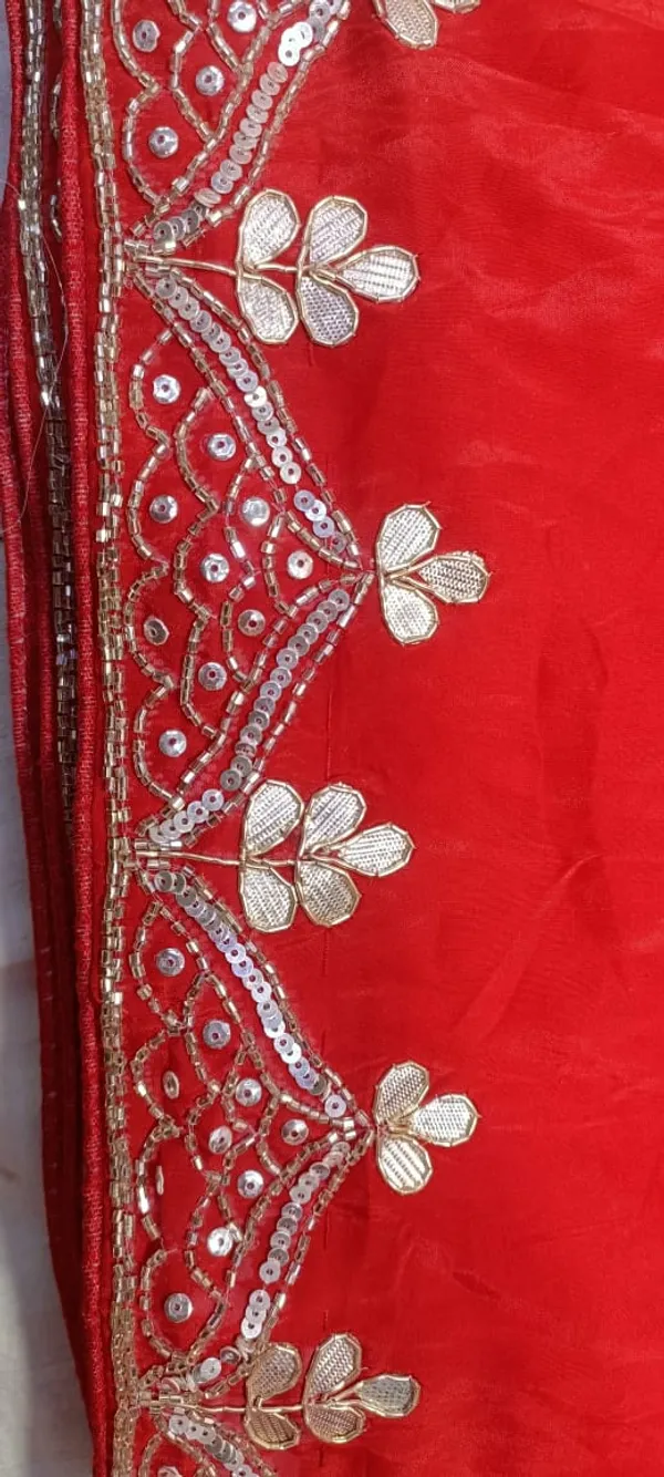 Red_Georgette_Embellished_Saree_With_Sequin_Border_For_Women