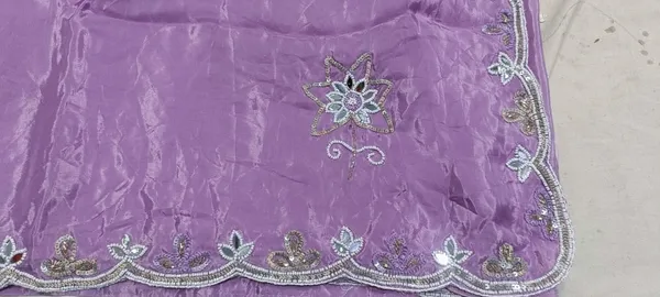 Purple_Organza_Embroidered_Saree_With_Silver_Detailing_For_Women