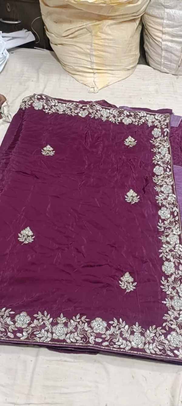 Purple_Georgette_Embroidered_Saree_With_Silver_Zari_Work_For_Women