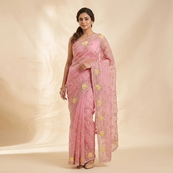 Pink_Organza_Floral_Embroidered_Sequin_Saree_For_Women