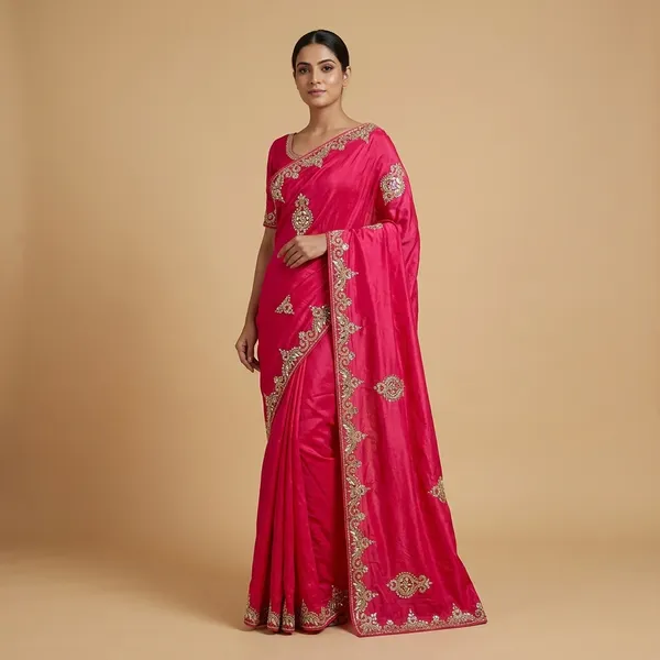 Pink_Embellished_Saree_With_Golden_Border_And_Motifs_For_Women
