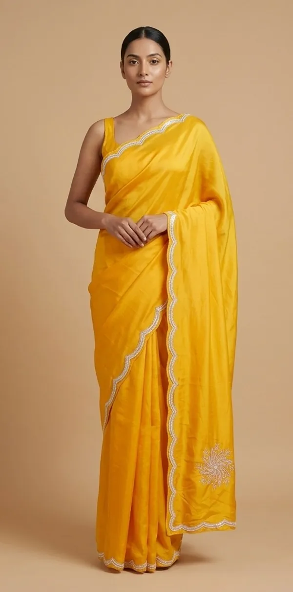 Yellow_Georgette_Gota_Patti_Embellished_Saree_For_Women