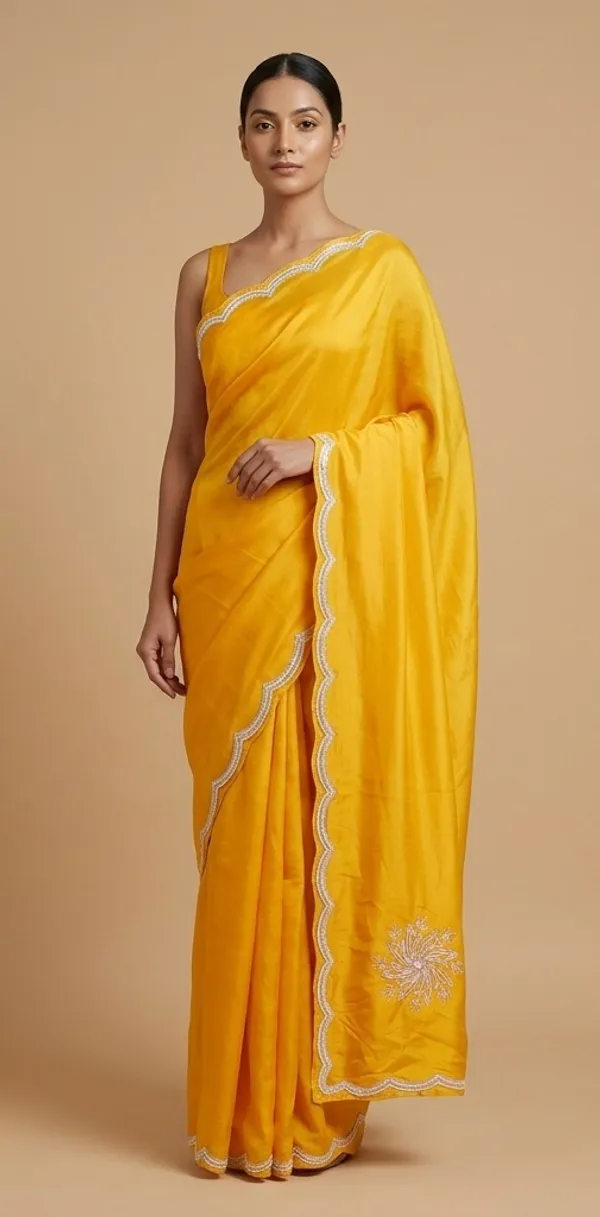 Yellow_Georgette_Gota_Patti_Embellished_Saree_For_Women