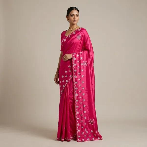 Pink_Velvet_Floral_Embroidered_Sequin_Saree_For_Women