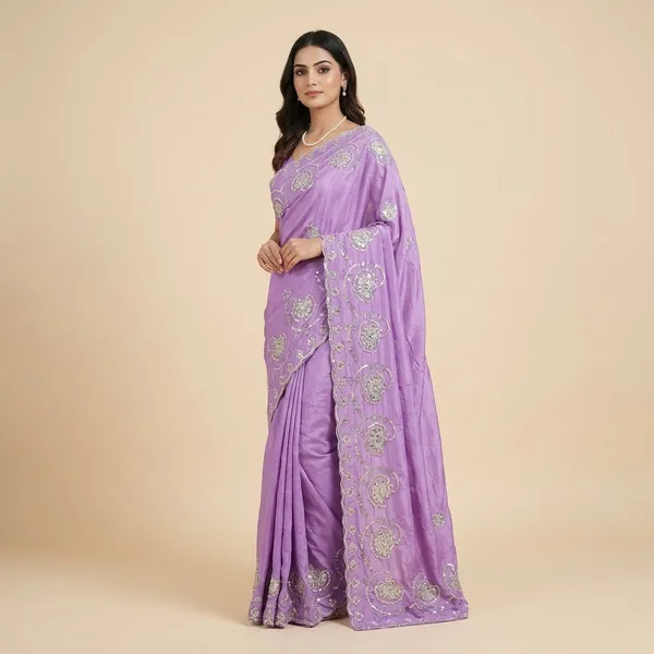 Purple_Georgette_Embroidered_Saree_With_Sequin_Border_For_Women