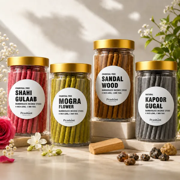 Bambooless_Incense_Sticks_with_Holder_4_in_1_Dhoop_Sticks_for_Pooja,_Combo_of_4_Flavours_X_50_sticks_(Chandan,_Gulab,_Mogra_&_KapoorGugal)_(200_Sticks_(4_x_50),_Combo_Pack)
