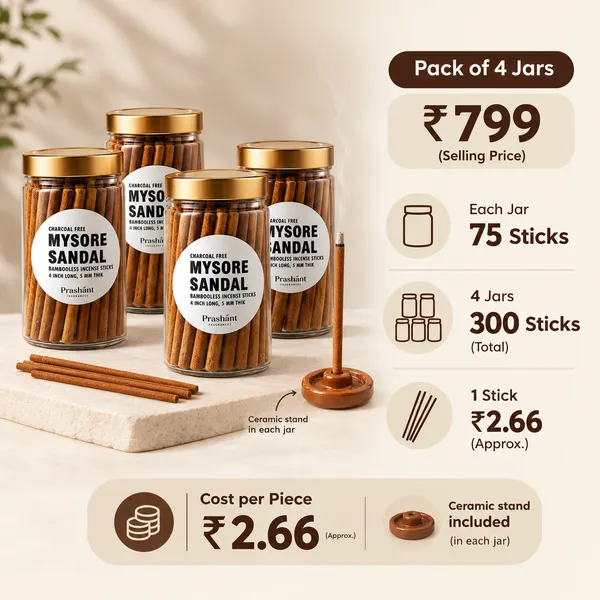 Mysore_Sandal_Bambooless_Incense_Sticks_-_300_sticks_(Pack_of_4_x_75_sticks)