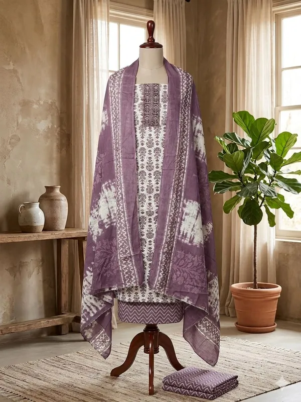 Purple_Cotton_Printed_Unstitched_Suit_Set_For_Women
