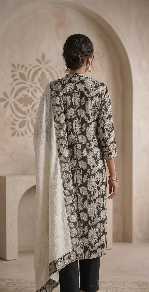 White_Cotton_Floral_Print_Unstitched_Suit_Set_For_Women