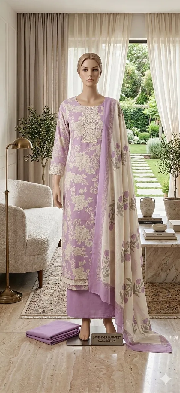 Lavender_Cotton_Floral_Print_Unstitched_Suit_Set_For_Women
