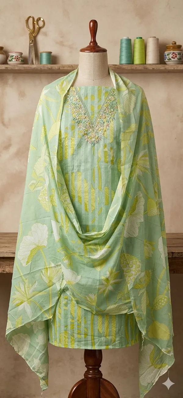 Mint_Green_Cotton_Printed_Unstitched_Suit_Set_For_Women
