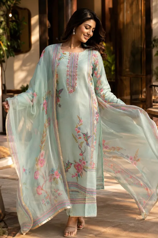 Mint_Green_Shimmer_Maheshwari_Embroidered_Unstitched_Suit_Set_For_Women