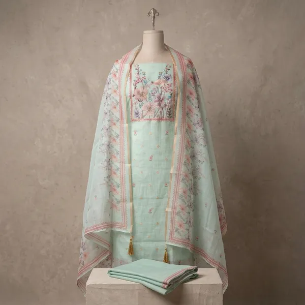 Mint_Green_Kota_Cotton_Floral_Embroidered_Unstitched_Suit_Set_For_Women