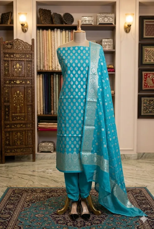 Organza_Silk_Unstitched_Suit_Set_For_Women