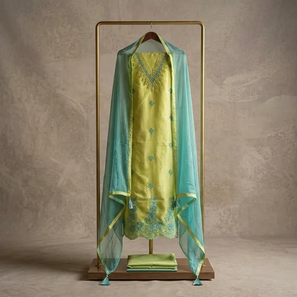 Yellow_Georgette_Embroidered_Unstitched_Suit_Set_For_Women