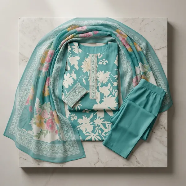 Turquoise_Jam_Cotton_Floral_Print_Unstitched_Suit_Set_For_Women